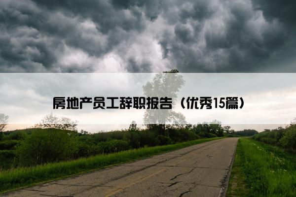 房地产员工辞职报告（优秀15篇）