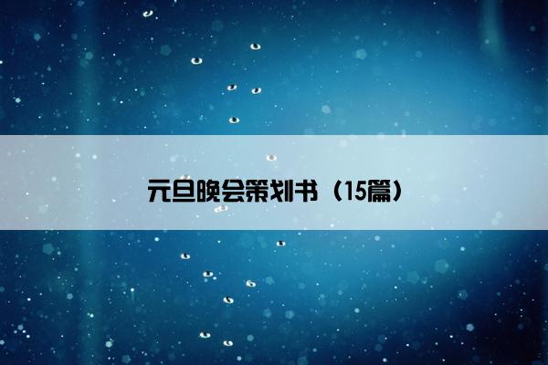 元旦晚会策划书（15篇）