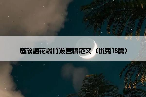 燃放烟花爆竹发言稿范文（优秀18篇）