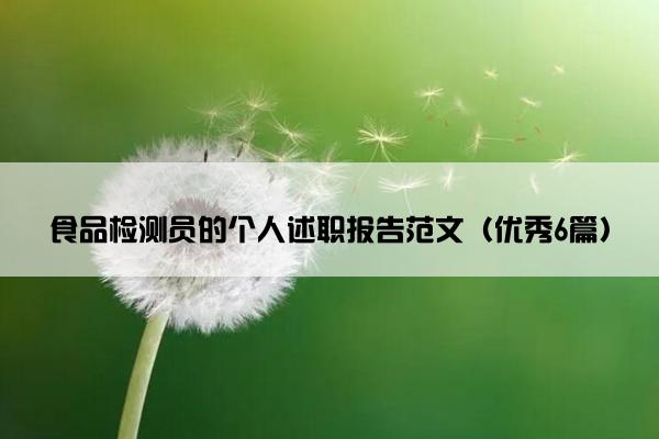 食品检测员的个人述职报告范文（优秀6篇）