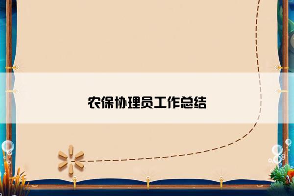 农保协理员工作总结