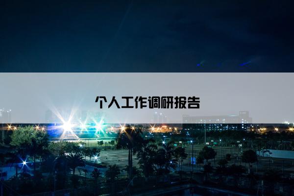 个人工作调研报告