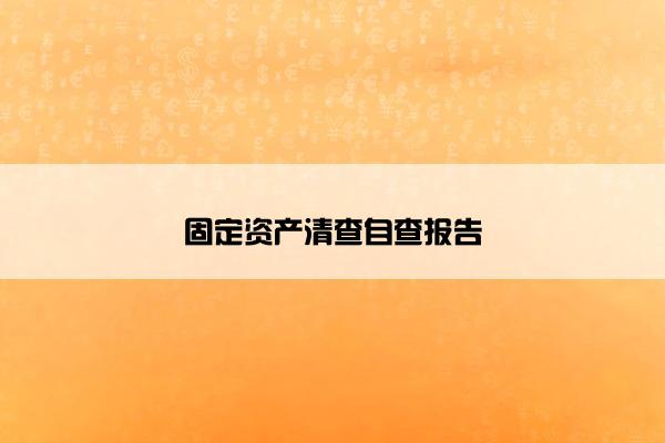 固定资产清查自查报告