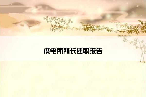 供电所所长述职报告