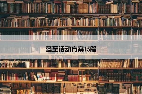 冬至活动方案15篇