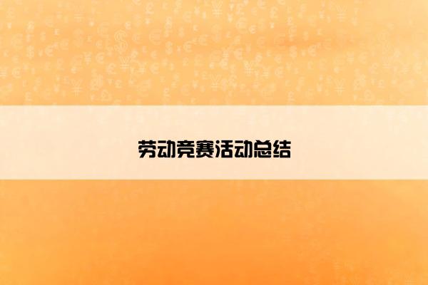 劳动竞赛活动总结