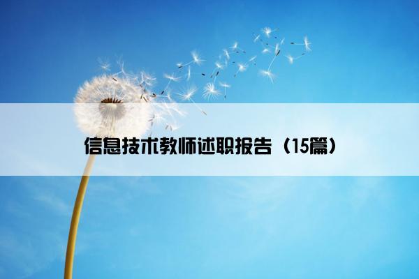 信息技术教师述职报告（15篇）