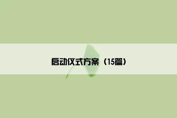 启动仪式方案（15篇）