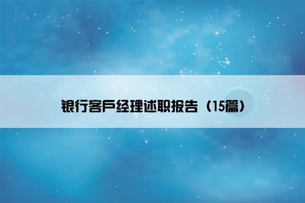 银行客户经理述职报告（15篇）