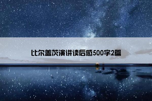 比尔盖茨演讲读后感500字2篇