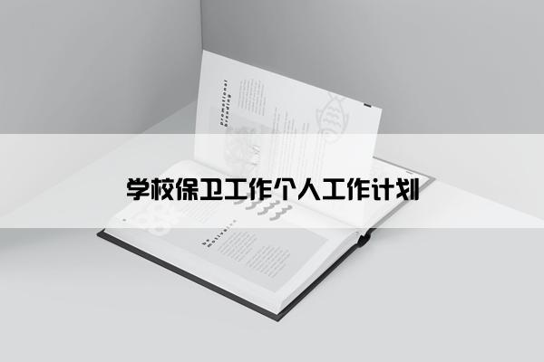 学校保卫工作个人工作计划