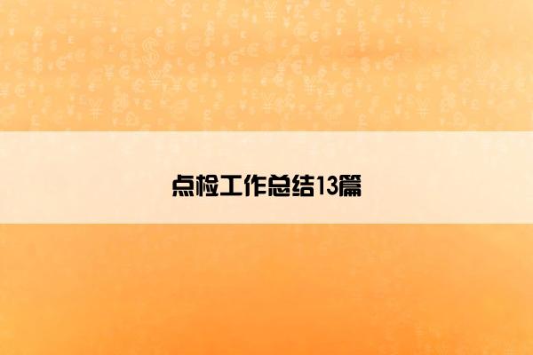 点检工作总结13篇