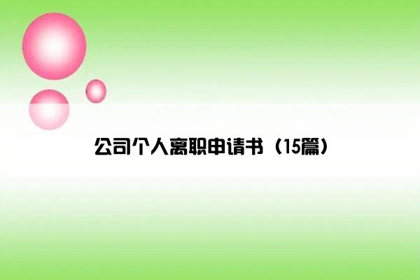 公司个人离职申请书（15篇）