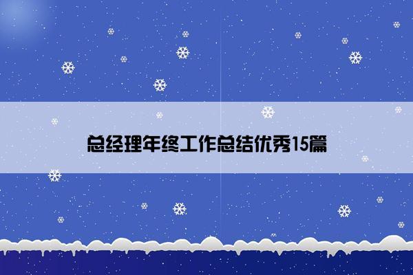 总经理年终工作总结优秀15篇