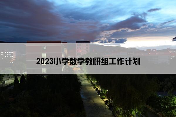 2023小学数学教研组工作计划