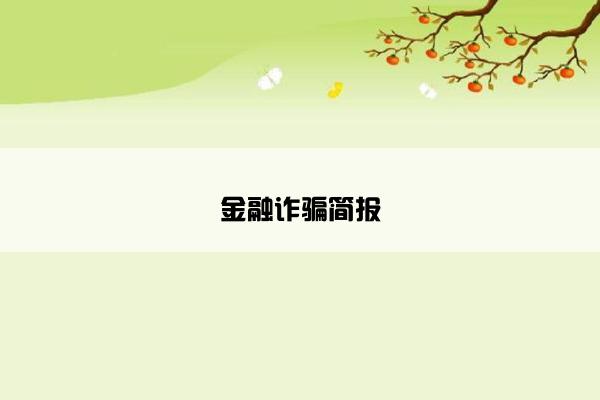 金融诈骗简报