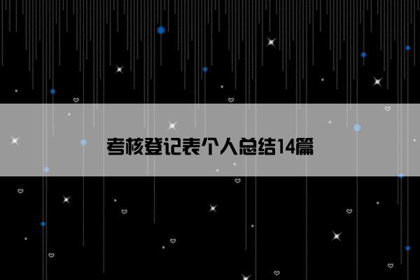 考核登记表个人总结14篇