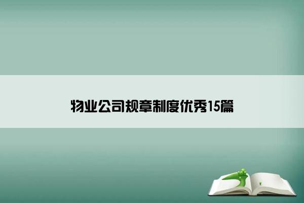 物业公司规章制度优秀15篇