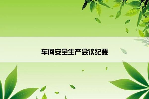 车间安全生产会议纪要 车间安全生产会议纪要