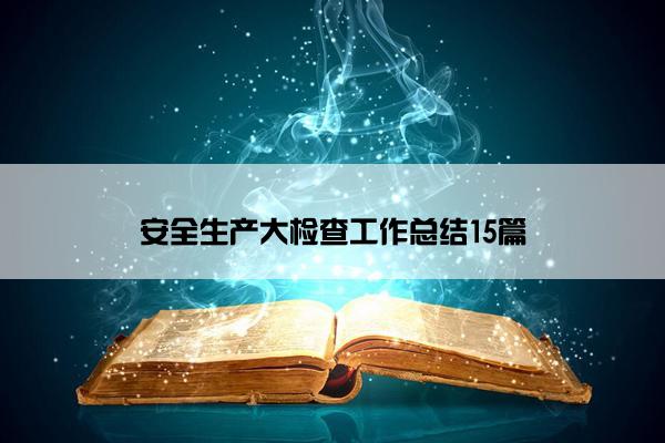 安全生产大检查工作总结15篇