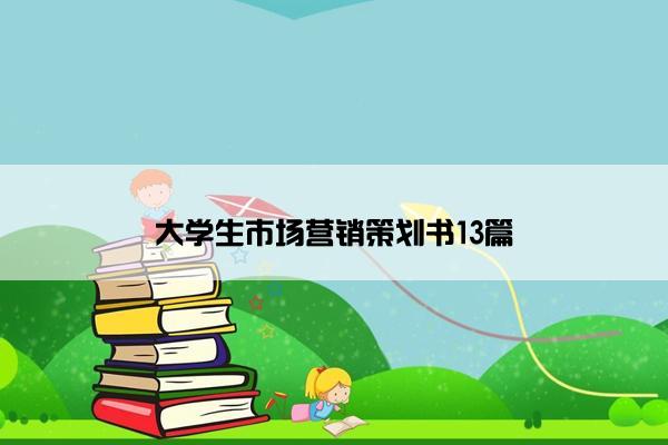 大学生市场营销策划书13篇