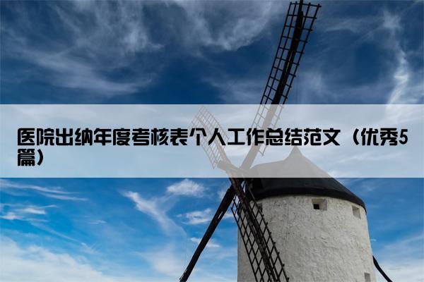 医院出纳年度考核表个人工作总结范文（优秀5篇）