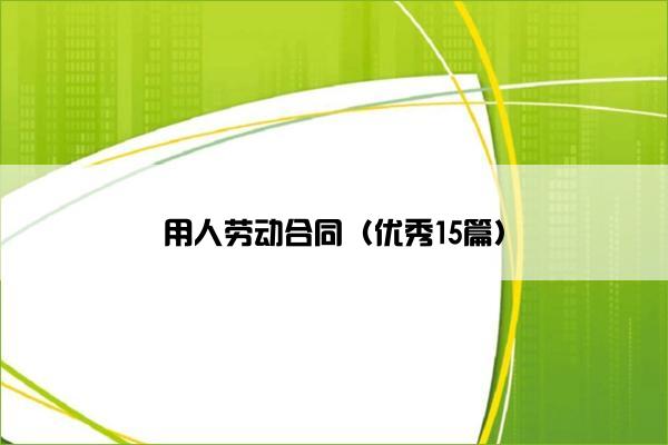 用人劳动合同（优秀15篇）