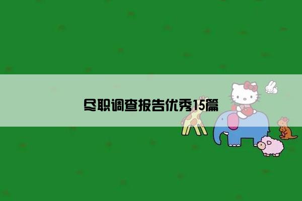 尽职调查报告优秀15篇