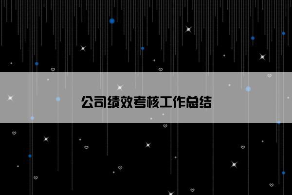 公司绩效考核工作总结