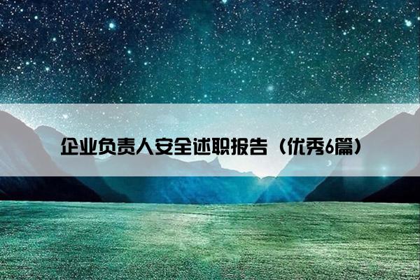 企业负责人安全述职报告（优秀6篇）
