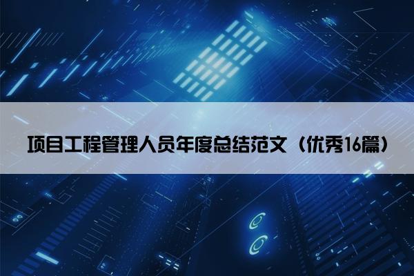 项目工程管理人员年度总结范文（优秀16篇）