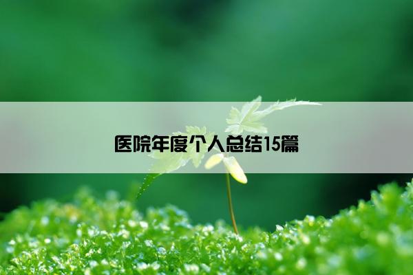 医院年度个人总结15篇