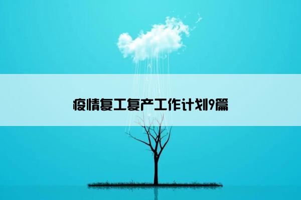 疫情复工复产工作计划9篇
