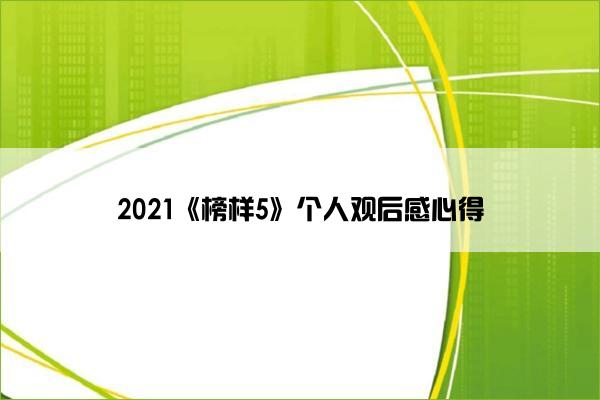 2021《榜样5》个人观后感心得