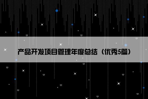 产品开发项目管理年度总结（优秀5篇）