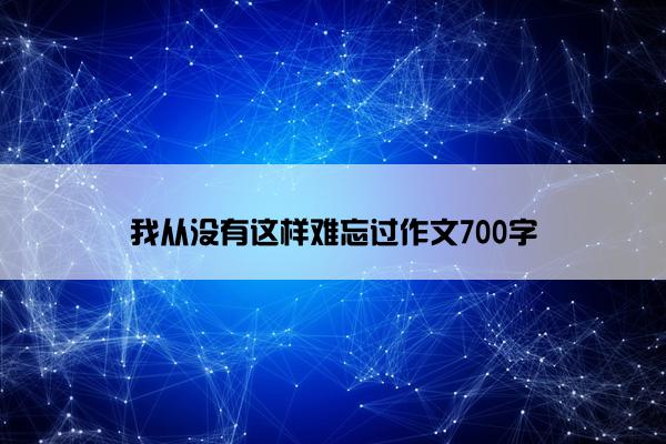 我从没有这样难忘过作文700字