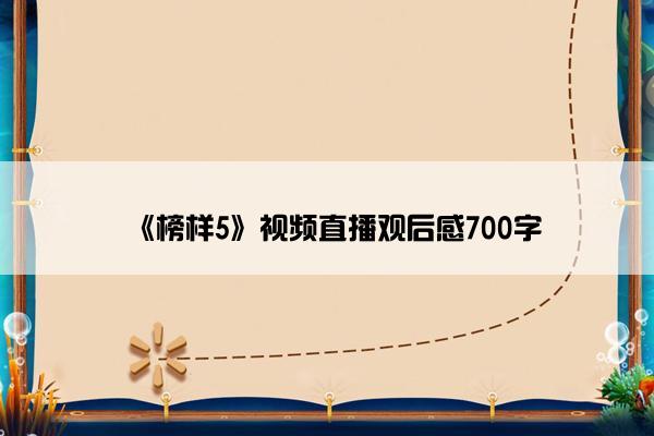 《榜样5》视频直播观后感700字