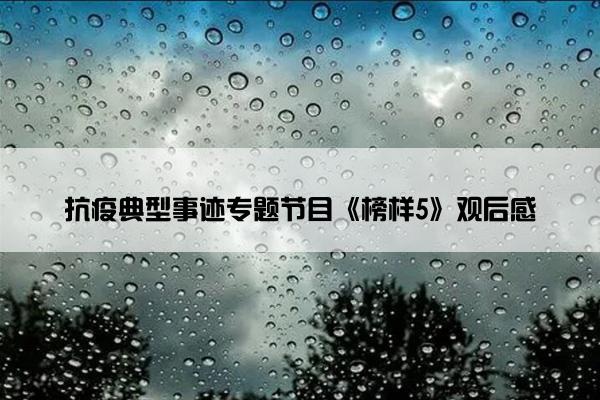 抗疫典型事迹专题节目《榜样5》观后感