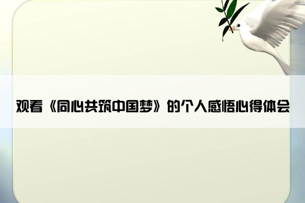 观看《同心共筑中国梦》的个人感悟心得体会 观看《同心共筑中国梦》的个人感悟心得体会