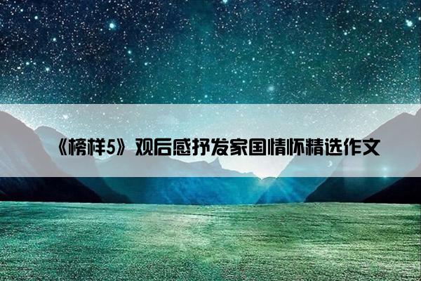 《榜样5》观后感抒发家国情怀精选作文