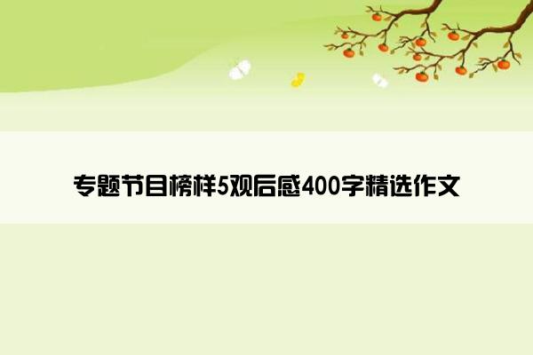 专题节目榜样5观后感400字精选作文