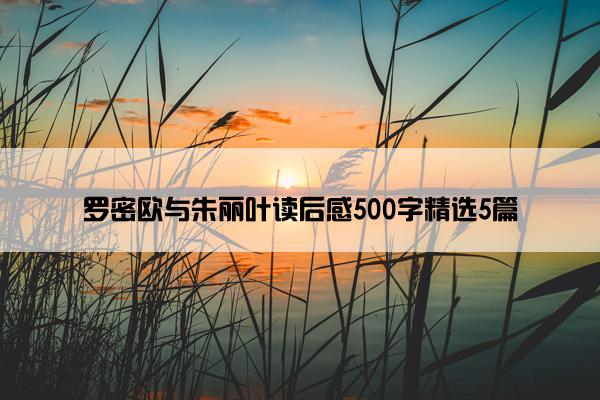罗密欧与朱丽叶读后感500字精选5篇