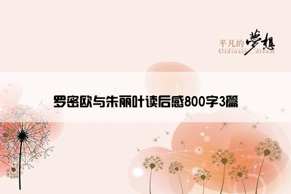 罗密欧与朱丽叶读后感800字3篇
