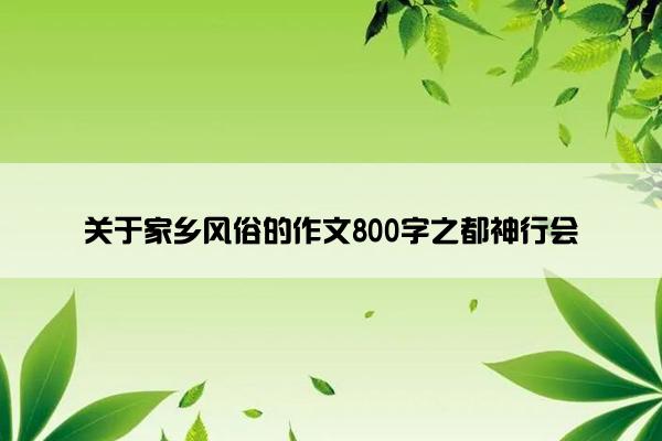 关于家乡风俗的作文800字之都神行会