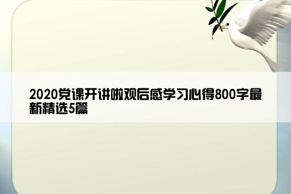 2020党课开讲啦观后感学习心得800字最新精选5篇 2020党课开讲啦观后感学习心得800字最新精选5篇