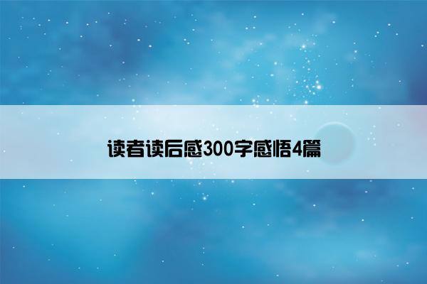 读者读后感300字感悟4篇