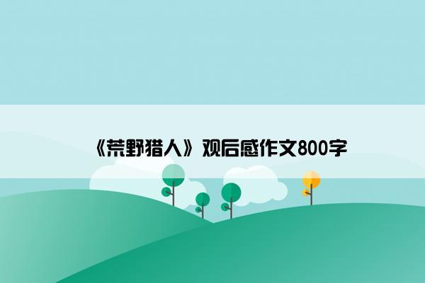 《荒野猎人》观后感作文800字