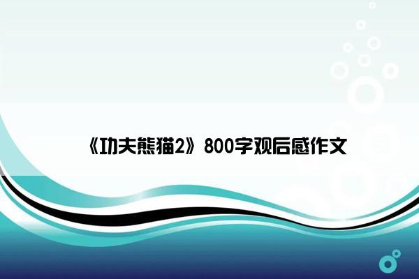 《功夫熊猫2》800字观后感作文