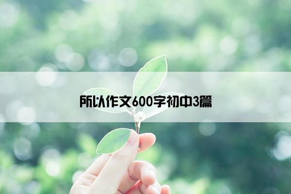 所以作文600字初中3篇