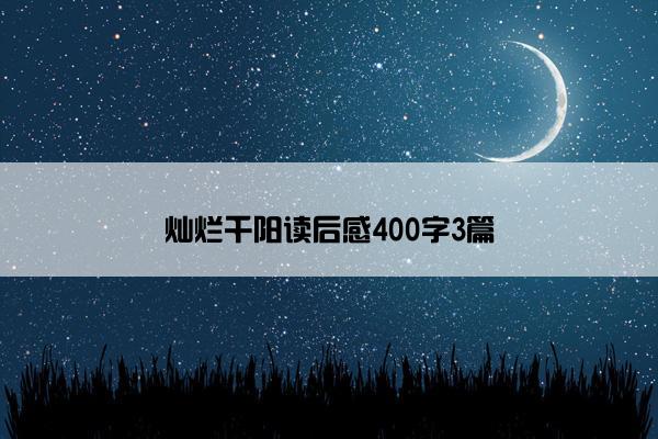 灿烂千阳读后感400字3篇